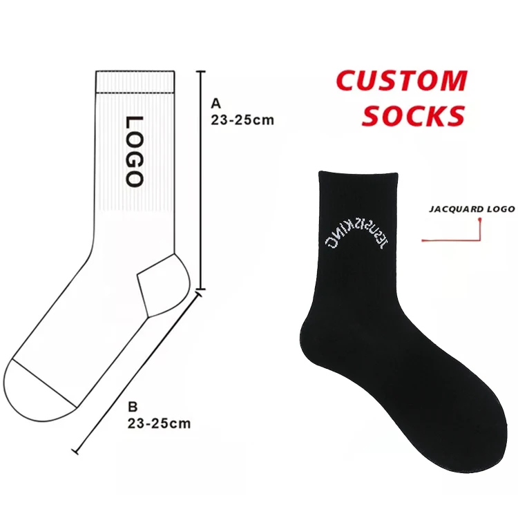 

Spring Autumn Unisex High Quality Comfort Stripe Long Black With Custom Logo Cotton Crew Crewneck Sports Socks