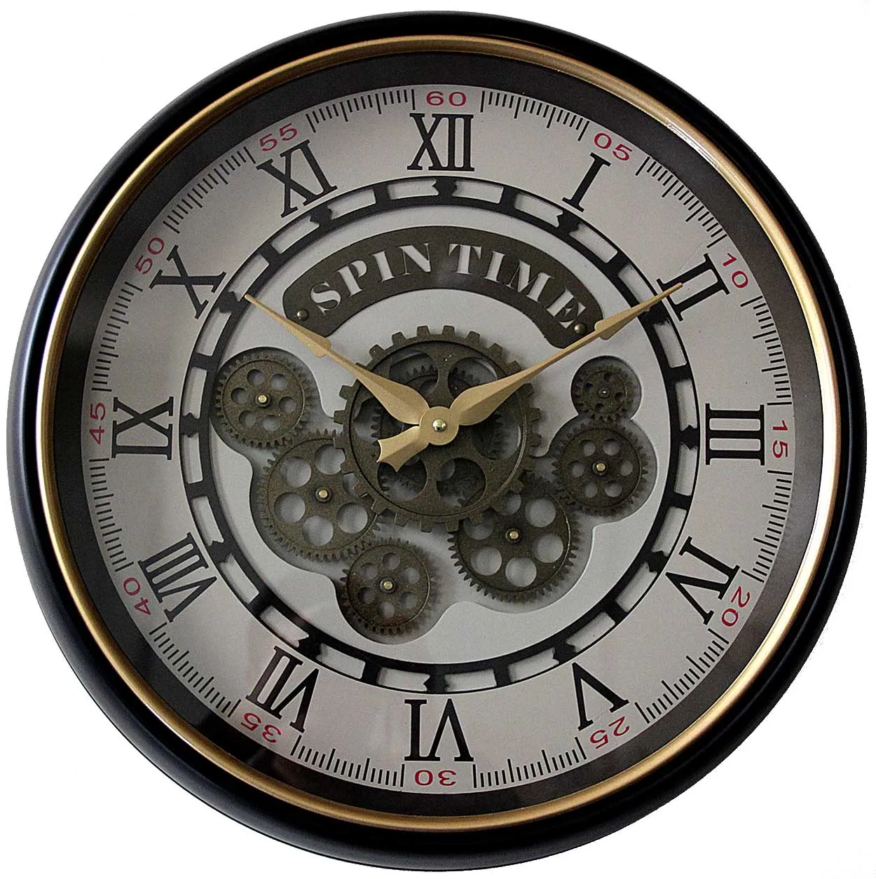 
China Big Factory Good Price wall clock vintage moving gear living room COG clocks 