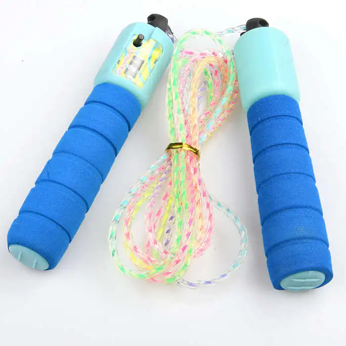 

Kids PVC adjustable jump rope comfortable foam handle digital counter jump rope, Blue,yellow,red