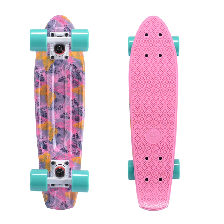 

2021 new PP and fiberglass plastic skateboard 22 inch penny board for kids