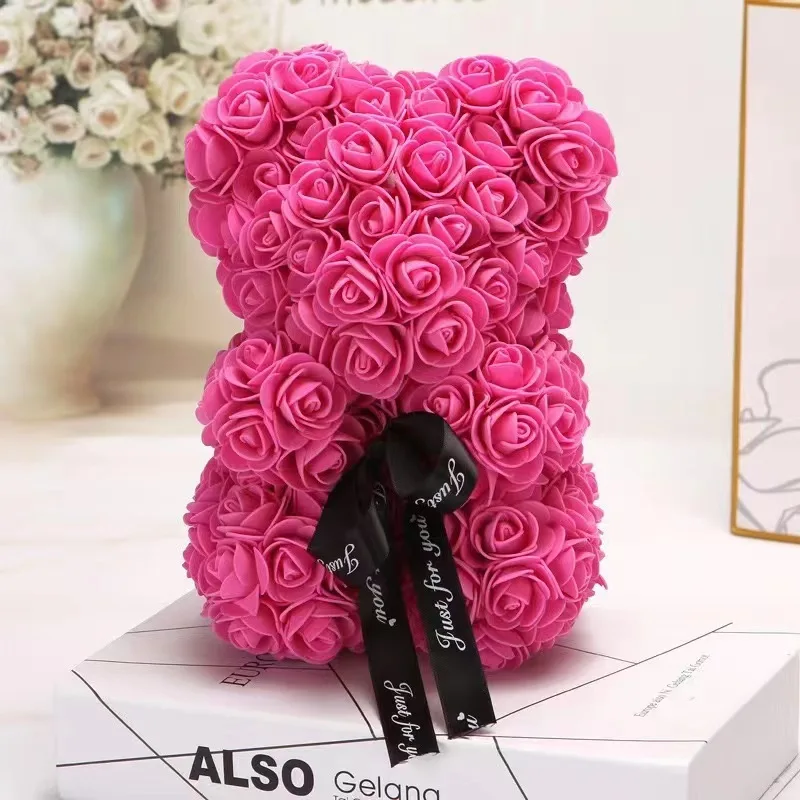 

Hot cheap price 25 cm Eternal Roses Teddy bear Flower Assembled Rose teddy bear for Valentine's Day Gifts