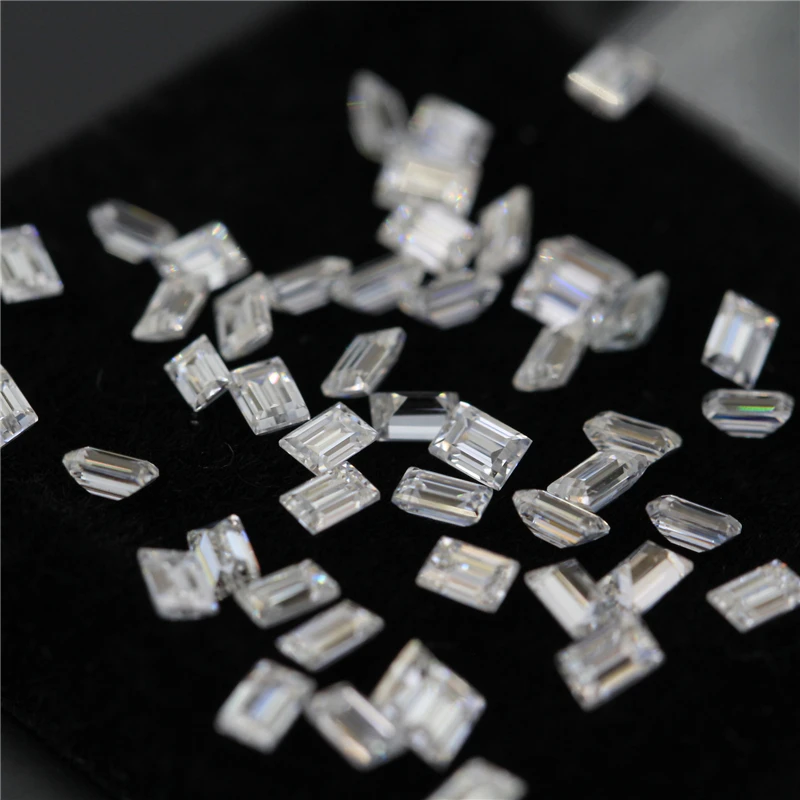 

Thriving Gems White Synthetic Rectangle Cut Moissanite Diamond Price Per Carat, White d color