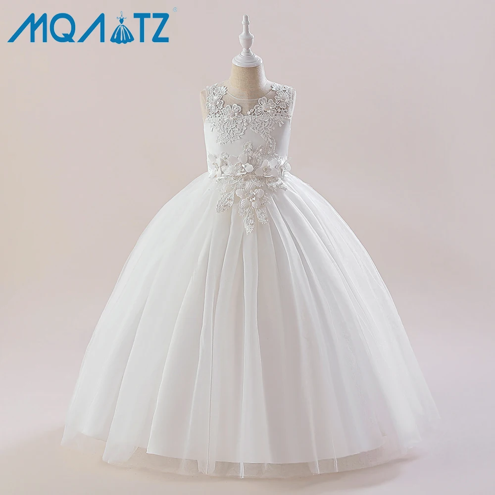 

MQATZ Teenager Wedding Wear Christening Gown Baptism Dress Flower dresses Eid al-Fitr Muslin