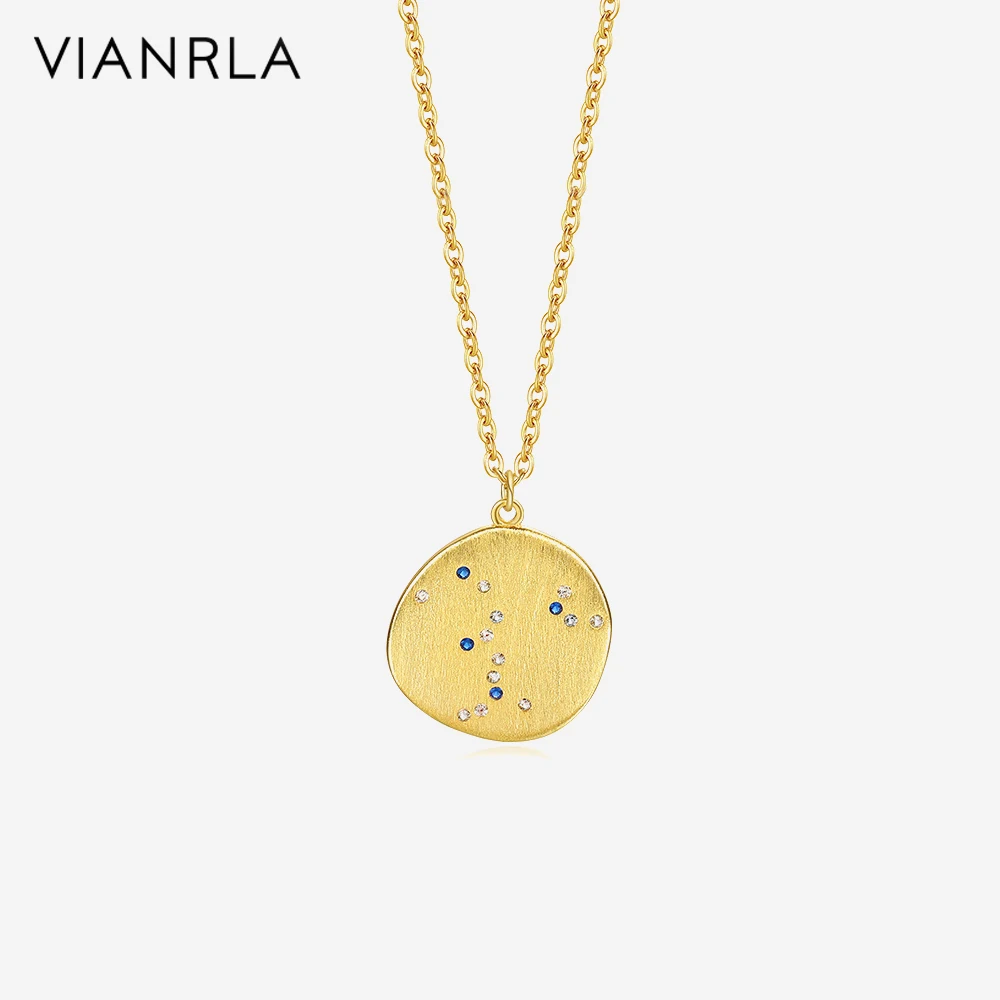 

VIANRLA Necklace 925 Sterling Silver Circular Pendant 18k Gold Necklace Dainty Chain Support Customization