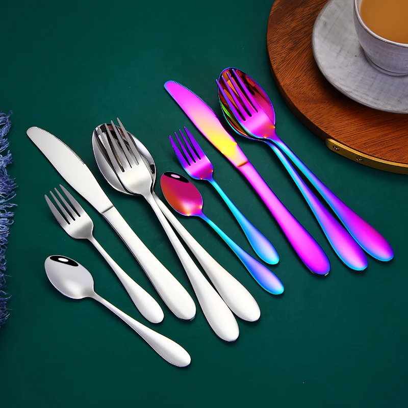 

Restaurant silverware spoon and forks knives eco plated gold cutlery,stainless steel Flatware Sets