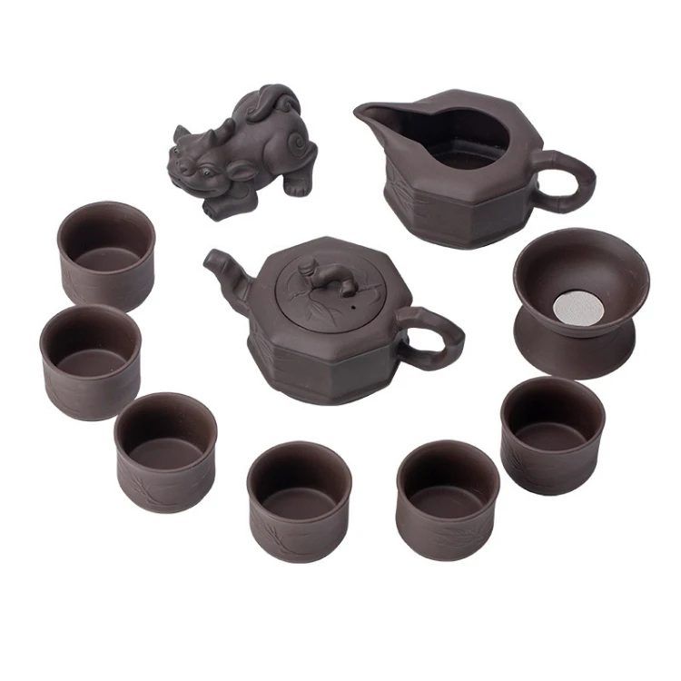 

Popular Purple Sand Handmade Vintage Classic Kung Fu Tea Set with Gift Box