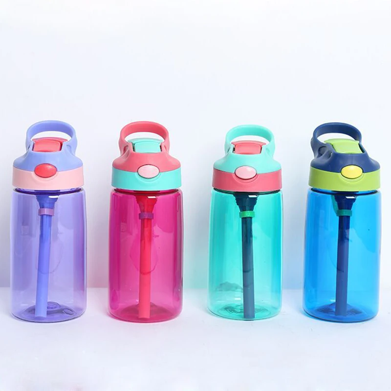 

500ml Custom Cartoon Children Bottle Travel Leakproof Plastic BPA Free Kids Drinking Cute Water Bottle with Straw