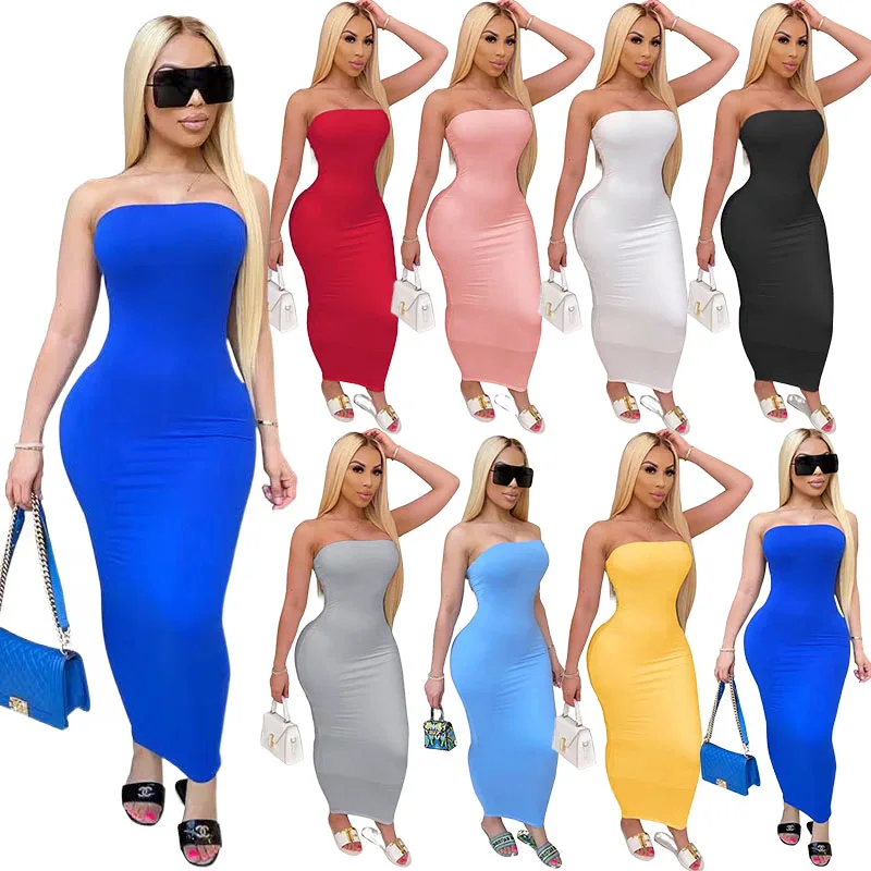 

5XL Hot style bodycon strapless dress with high stretch summer dress women long dresses ladies maxi clothing plus size, Shown