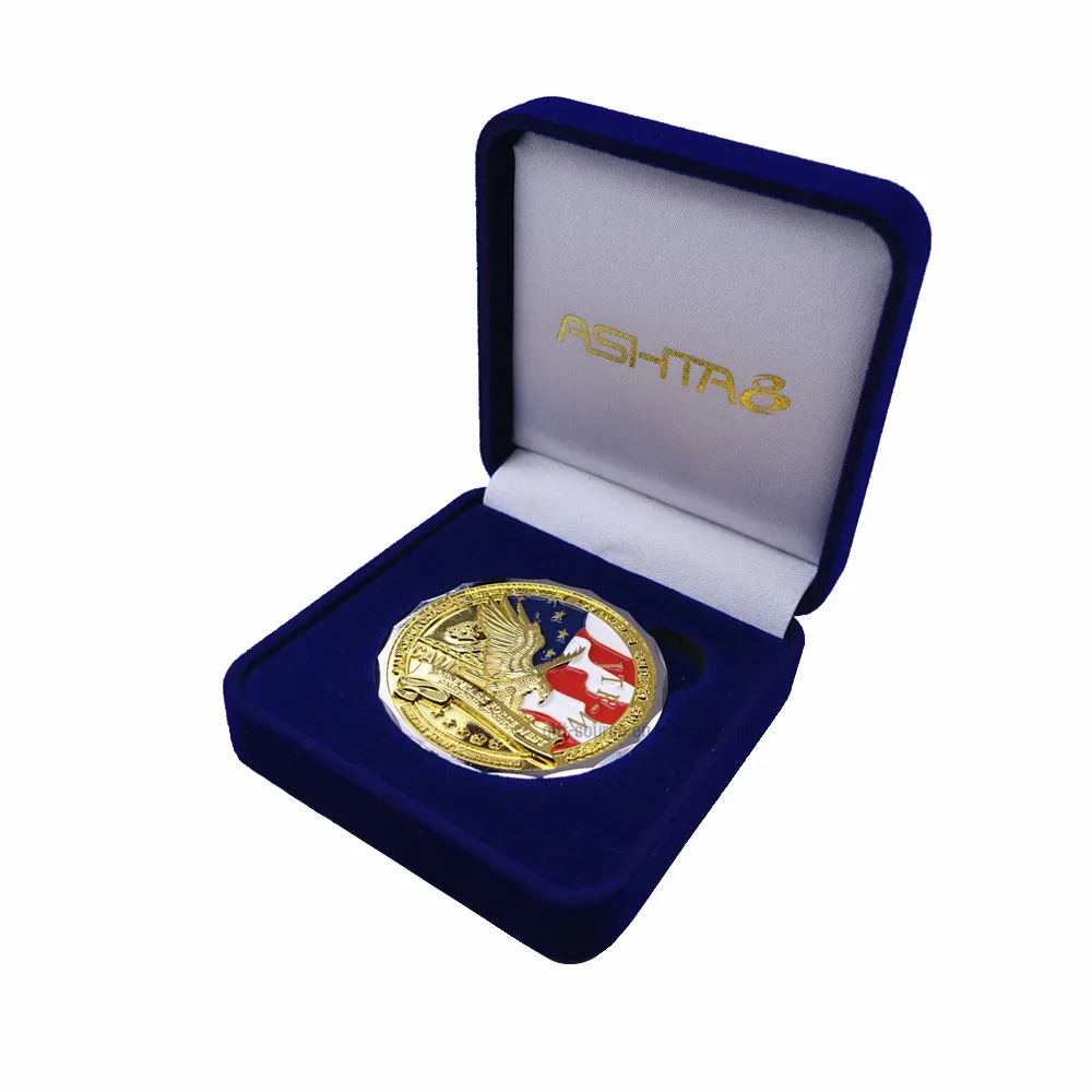 

Custom logo velvet box souvenir display standard size coin box/velvet boxes for medals