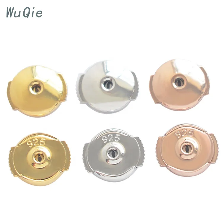 

Wuqie High Quality Earrings 925 Bead Cap Sterling Silver Color Women Earrings Findings Earring Backs