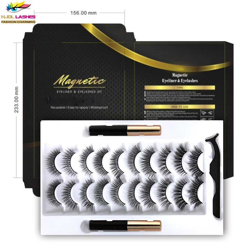 

private label eyelash box Magnetic Eyeliner 1 Tweezers 3 pairs super strong 5 Magnet vegan silk mink magnetic false lashes