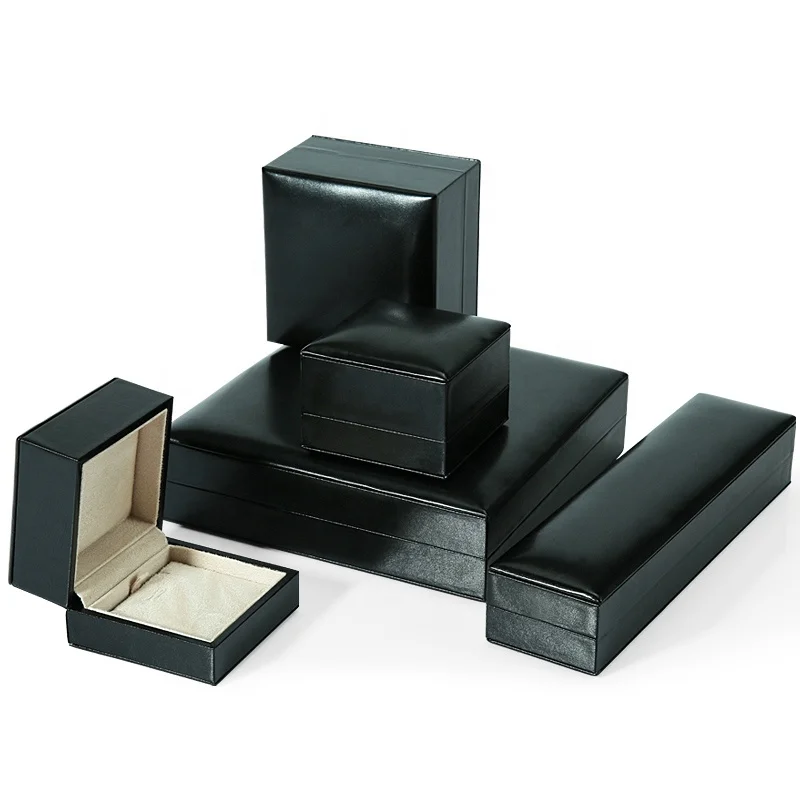 

DIGU Good prices insert black leather gift packaging jewelry box for ring necklace bracelet packing