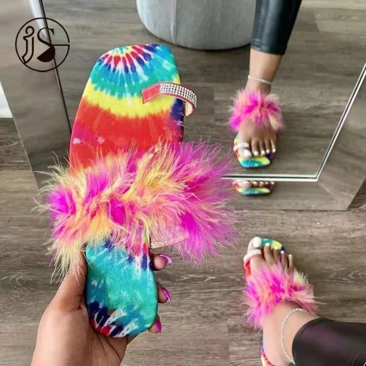 

Wholesale colorful fashion plush slippers comfort casual sandal for women light weight anti slip slippers, Customized color