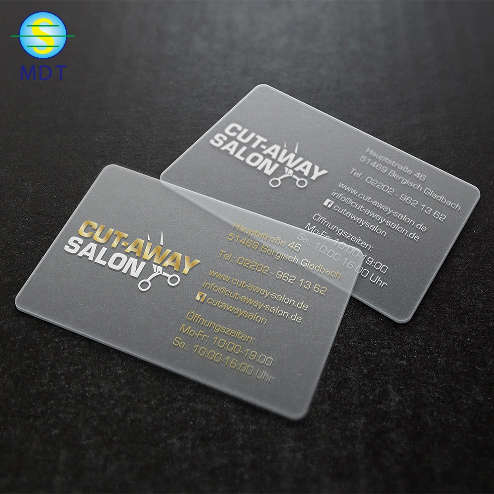 

DU frosted id cards transparent, Cmyk color or pantone color