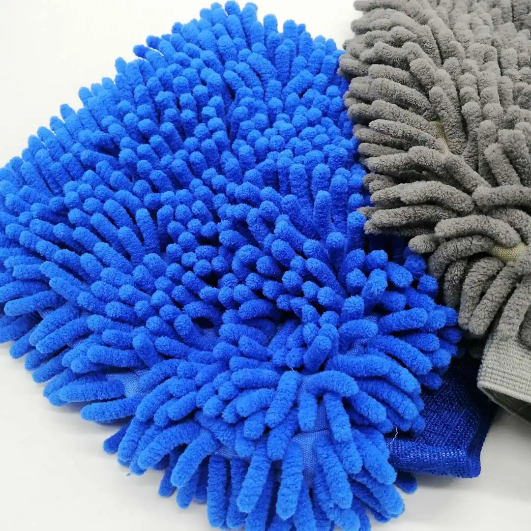 

Wholesale microfiber waterproof car cleaning detailing chenille wash mitt 22*26cm for automotive wheel