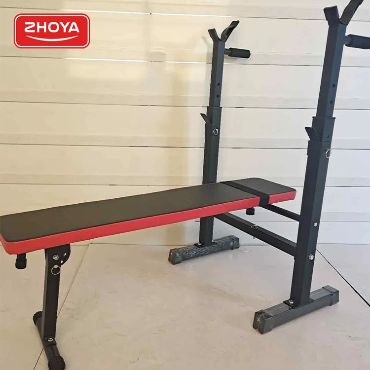 

Zhoya Hot Sale Folding Workout Bench With Weights Gym Training Bench Barbell Rack Weight Bench, Black+red