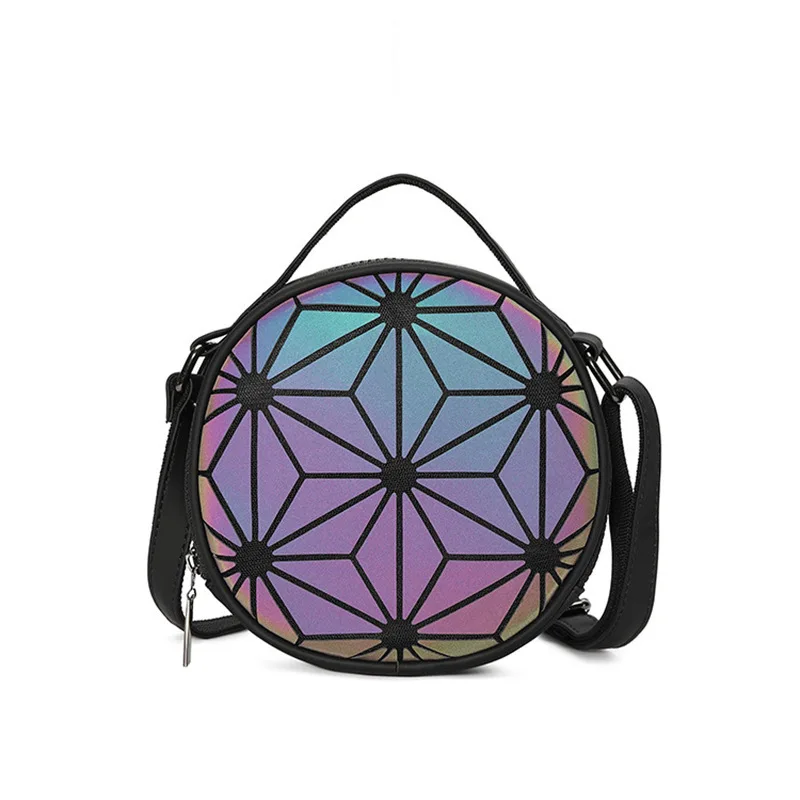 

Mini Round Handbags Geometric Pattern Designer Shoulder Bag PU Leather Female Bags Circle Crossbody Bag Chain Messenger Purse