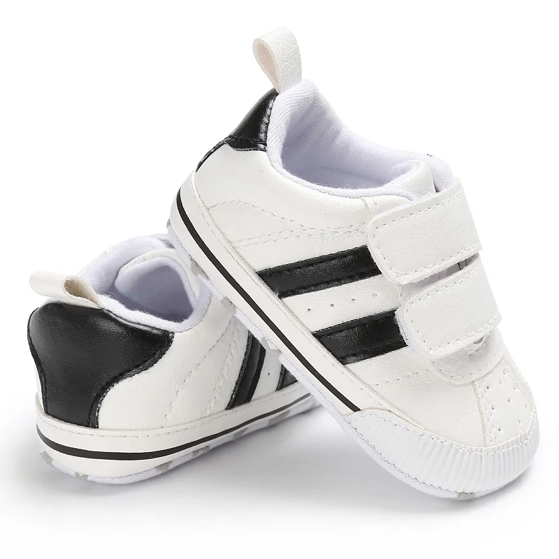 

Newborn Baby Boy Girl Crib Shoes Faux Leather Infant Toddler Pre Walker Sneakers New Multi-colored Children's Casual Shoes, Picture shows