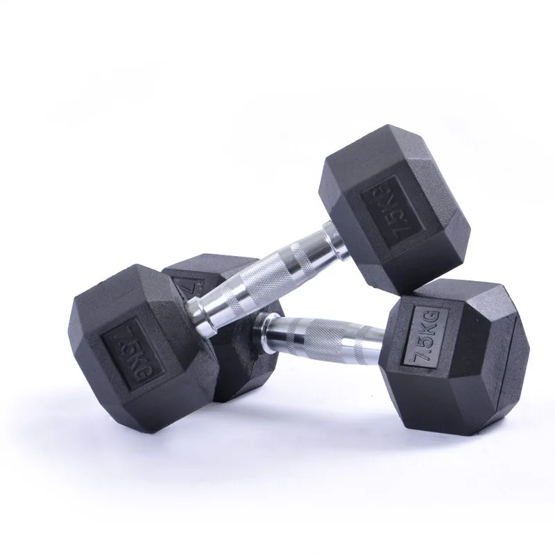 

In Stock 5 kg 10kg Home Custom Logo Gym Rubber Weight Pounds Dumbles Hex Dumbbell Set, Customized color