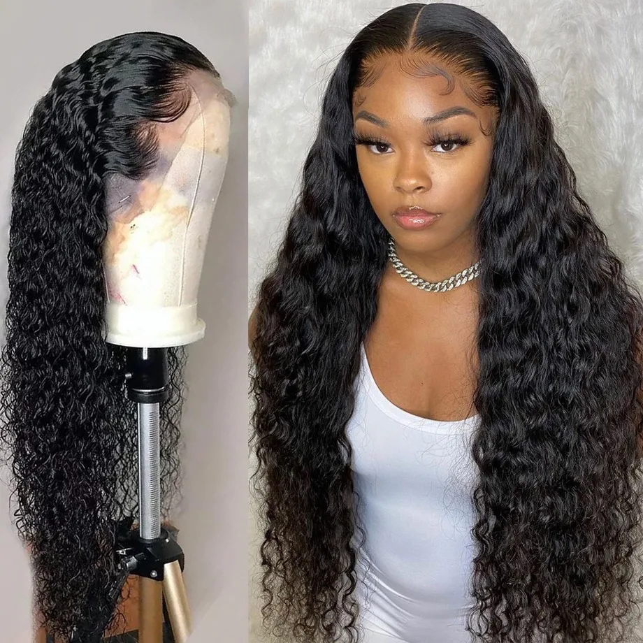 

Wholesale Remy Deep Wave Wigs 180% Density Brazilian Human Hair Lace Front Wig For Black Women Deep Wave Lace Frontal Wig