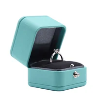 

Custom Logo Luxury Small Button PU Leather Gift Jewelry Ring Box