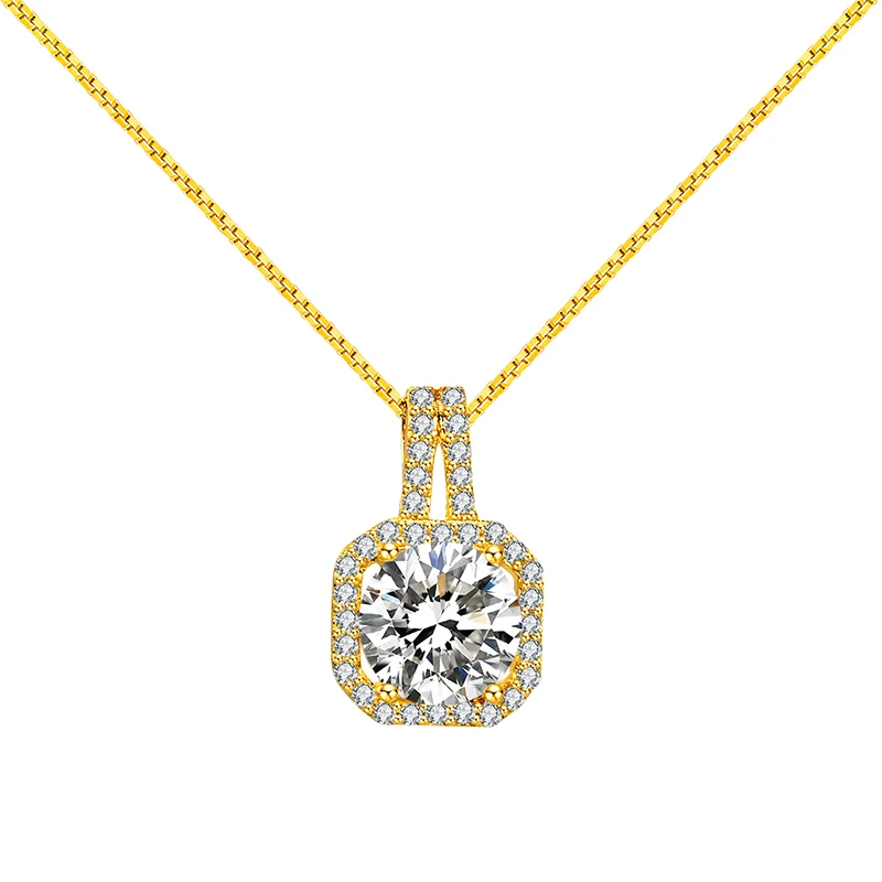 

RINNTIN SN174 Bag Pendant Necklace 925 Sterling Silver Box Chain Charming 14k Gold Plated Necklace Jewelry