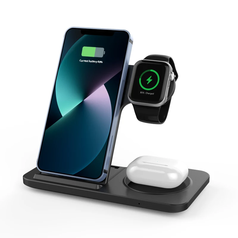 

Justlink 3 in 1 wireless charger support Qi fast charger Multifunctional 15W wireless charging for mobile phone Earphone iwatch