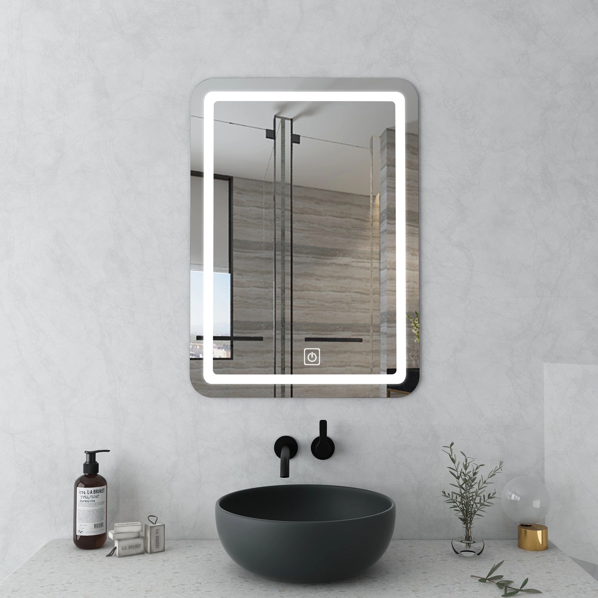 Wall Mount Led Light Smart Vanity Touch Screen Bluetooth Bathroom Mirror