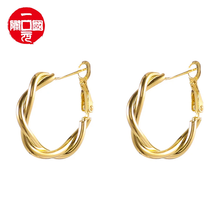 

925 silver needle European and American fashion geometric twist earrings