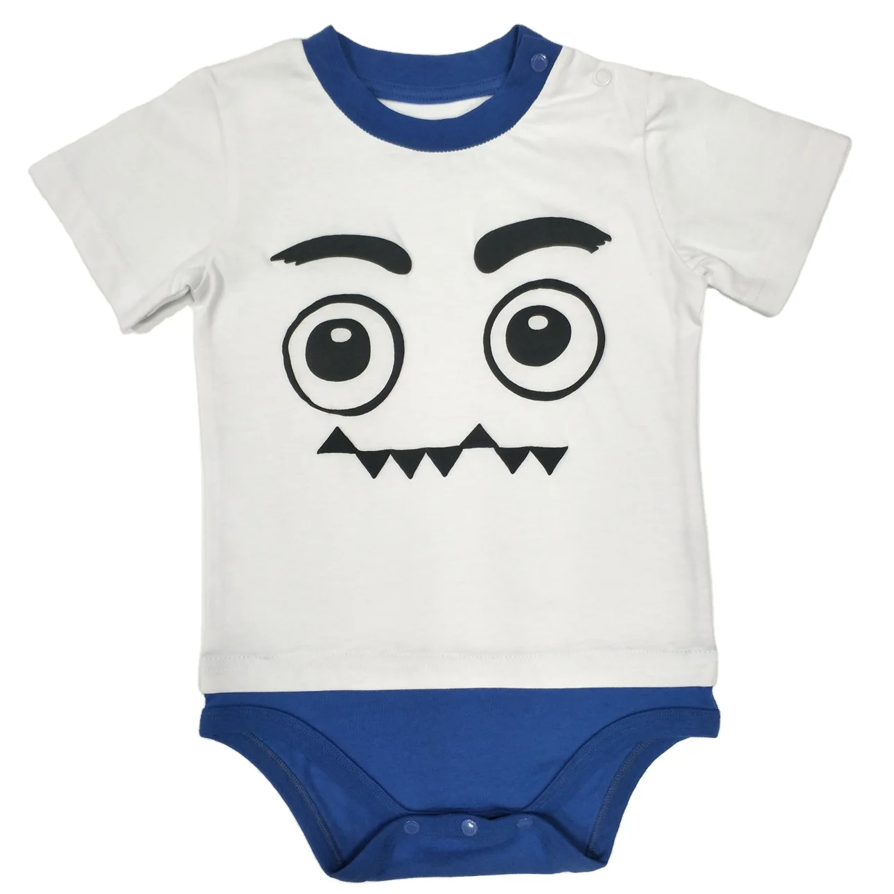 

Wholesale cute Puff printing Cotton Newborn Baby boy's Rompers short sleeve jumpsuit with snap button