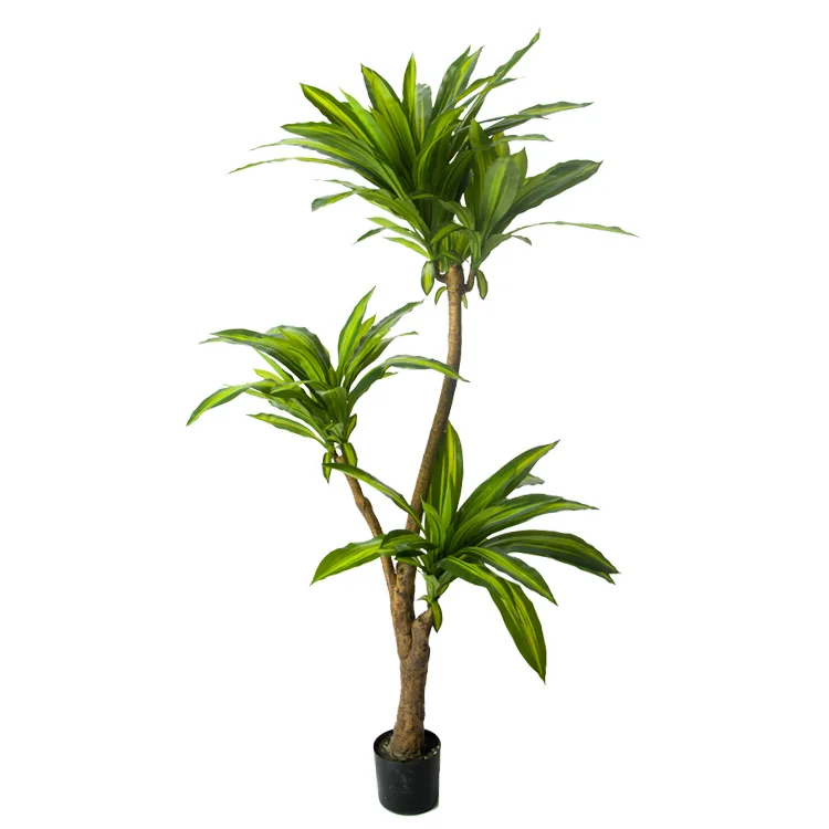 

165cmManufacturer Polyurethane Tree Pole Decoration Brazil Iron Artificial Dracaena Artificial plant, Green or yellow edge