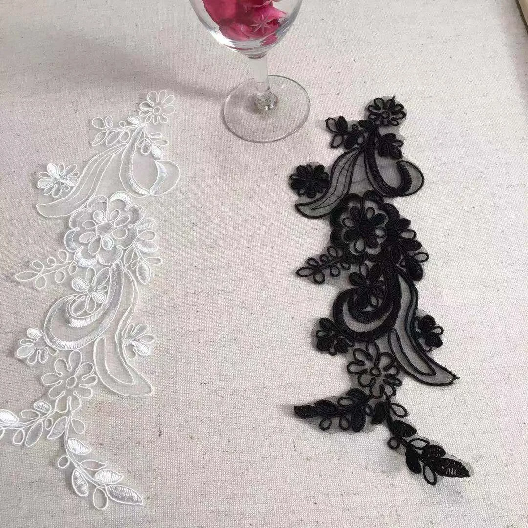 

Wedding lace embroidered applique flower sew on patches textile, As pictured