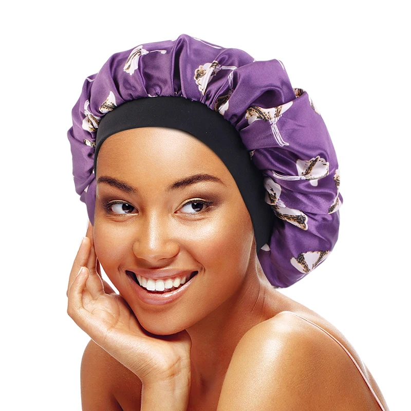 

Wholesale Single Layer Beautiful Pattern Elastic Band Night SPA Sleep Cap Bonnet for Ladies Sleeping
