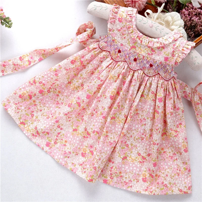 

newborn baby smocked dress for girl's clothes floral ruffles flower kids dresses boutiques sky blue children clothing 91018532