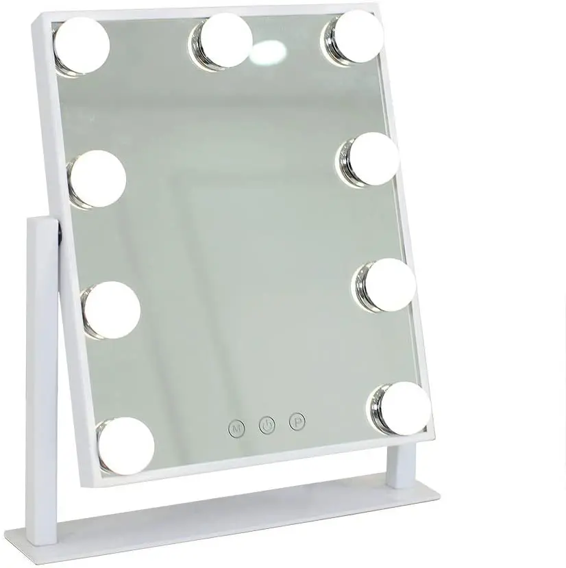 

Hot sale Led Makeup Mirror Dimmer Table Lamp Stand Led Hollywood vanity mirror With Light, White