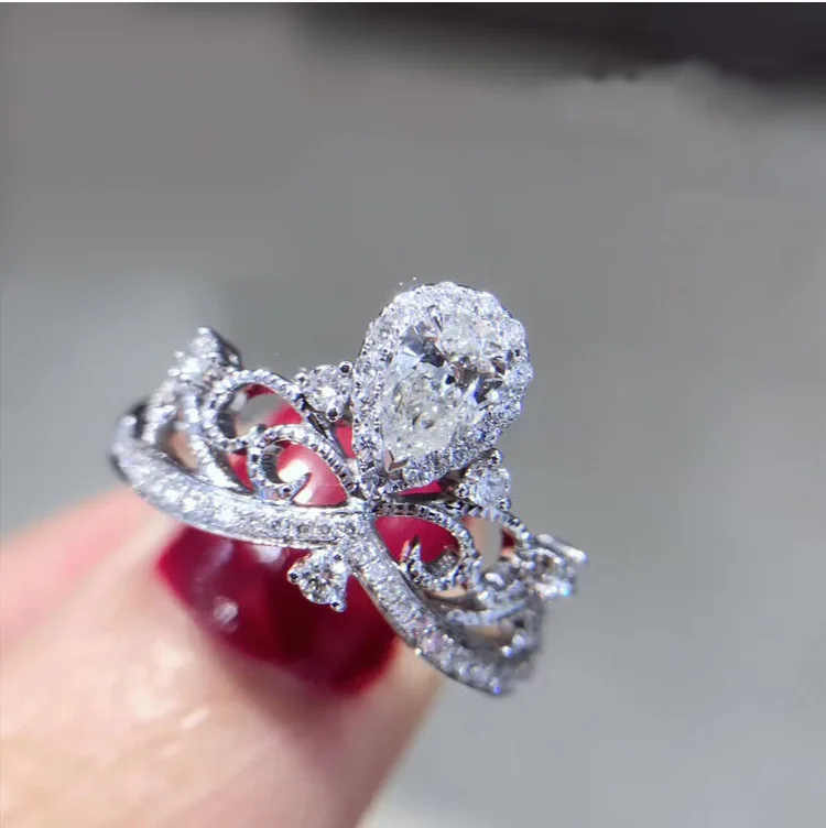 

Queen Crown Diamond Ring Jewelry Luxury Engagement Wedding Rings for Women Bridal Party Jewelry (KR092), As the picture