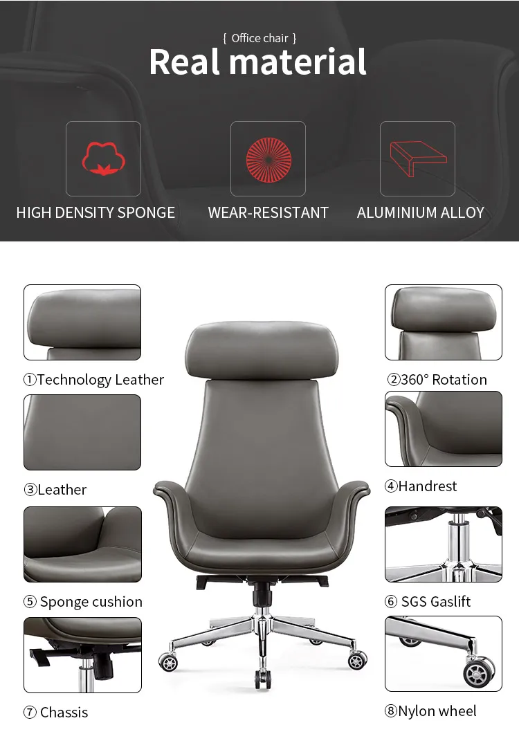 Leather Office Chair Black Executive Executif Luxury