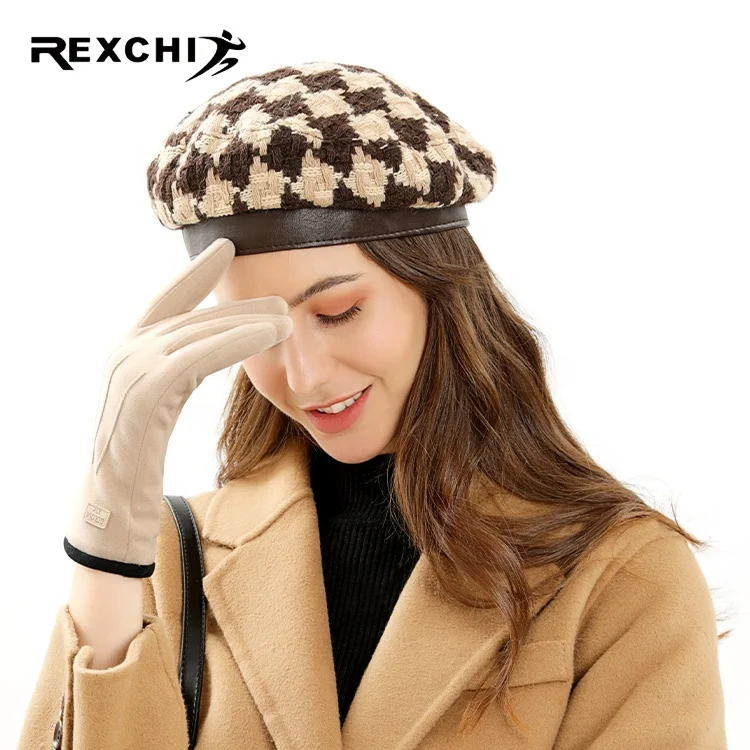 

REXCHI DY33 New Design Wool Fabric Winter Glove Touch Screen Cashmere Fashion Driving Girls Winter Gloves, Has 4 color