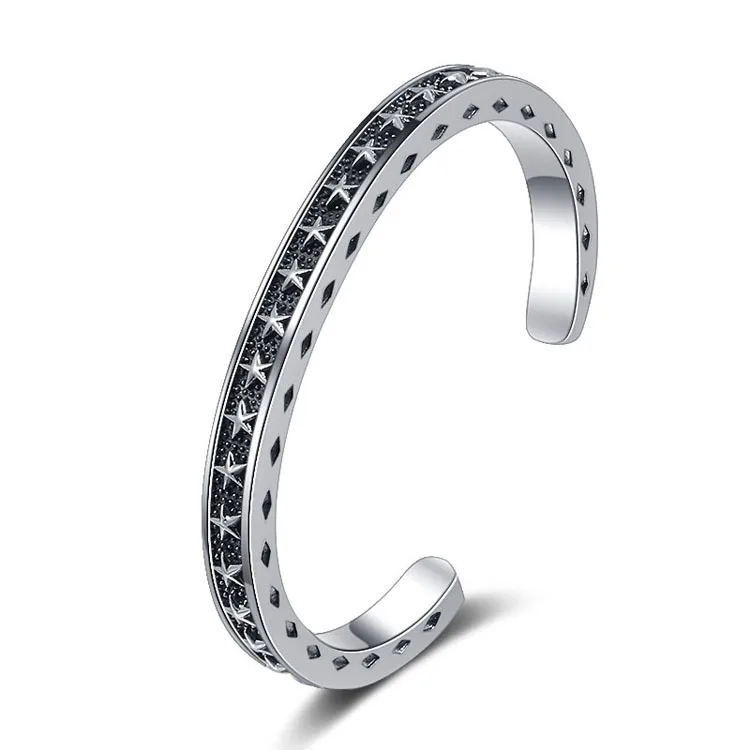 

925 Sterling Silver Stars Bracelet Bangle Women Ladies Bracelets & Bangles For Men, Picture