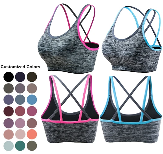 

2021 Shockproof women's lady fitness high impact Crop Top beauty cross back bras yoga quick dry spandex nylon sports bra