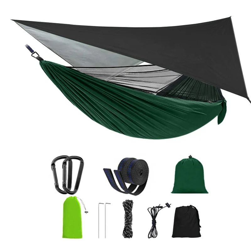 

Customized logo sun shelter awning removable mosquito bug net tent parachute nylon camping hammock rain fly, Customized color