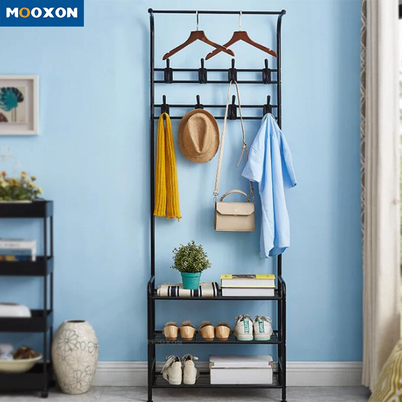 

Multifunction Clothes Shoes Storage Racks Closet Clothing Storage Organizer Cloth Drying Rack, White/ black