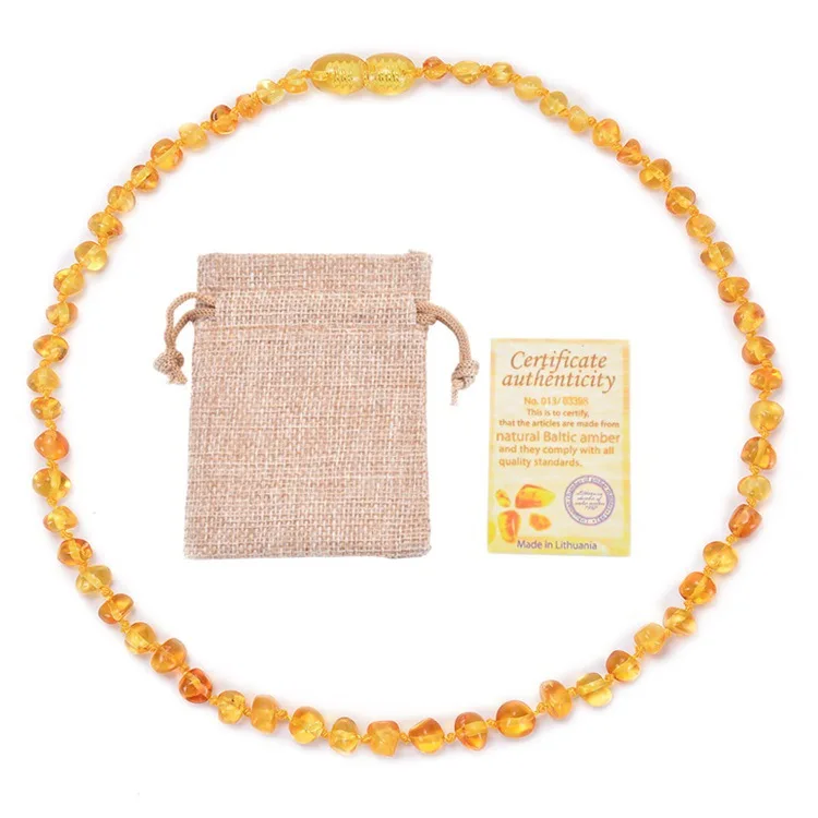 

Wholesale Natural amber necklace fashion children handmade beaded necklace kids jewelry Irregular beads baby necklace