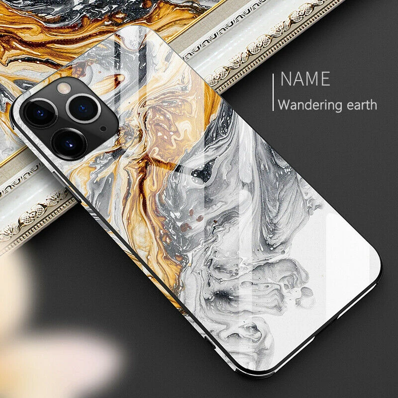 

Luxury Tempered Glass Case for iPhone 13 Pro Max X XR XS Max 8 7 6 Plus Tempered Glass TPU Hard Marble Back Cover, 6design for choose