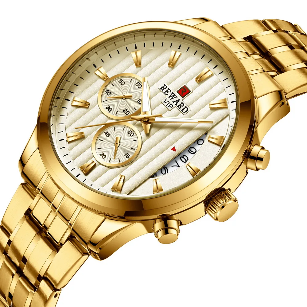 

REWARD Men Watch Sports Alloy Waterproof Chronograph Calendar Fashion Male Quartz Watches Luxury Military Wristwatch For Men