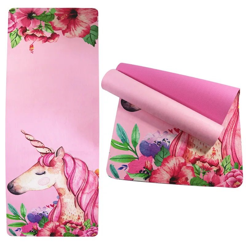 

5.5mm TPE Suede Yoga Mat Pad Sport Non Slip Color Print Slimming Fitness Exercise, Customized