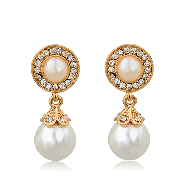 

Hot sale promotion Big Pearls Round Rhinestone Drop Earring Studs circle shell pearl Pendant Charm Needle Earrings for women