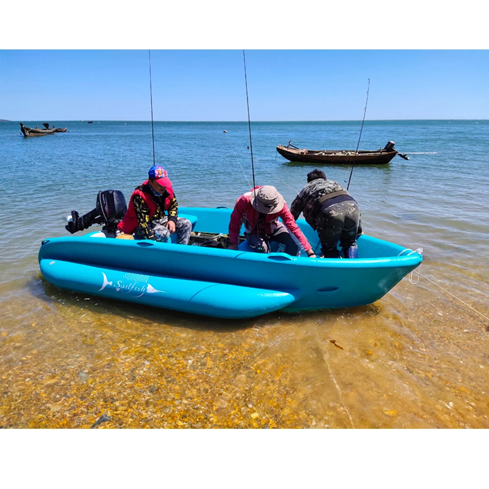 

Patent product fishing boat inflatable boat with full accessory, Blue