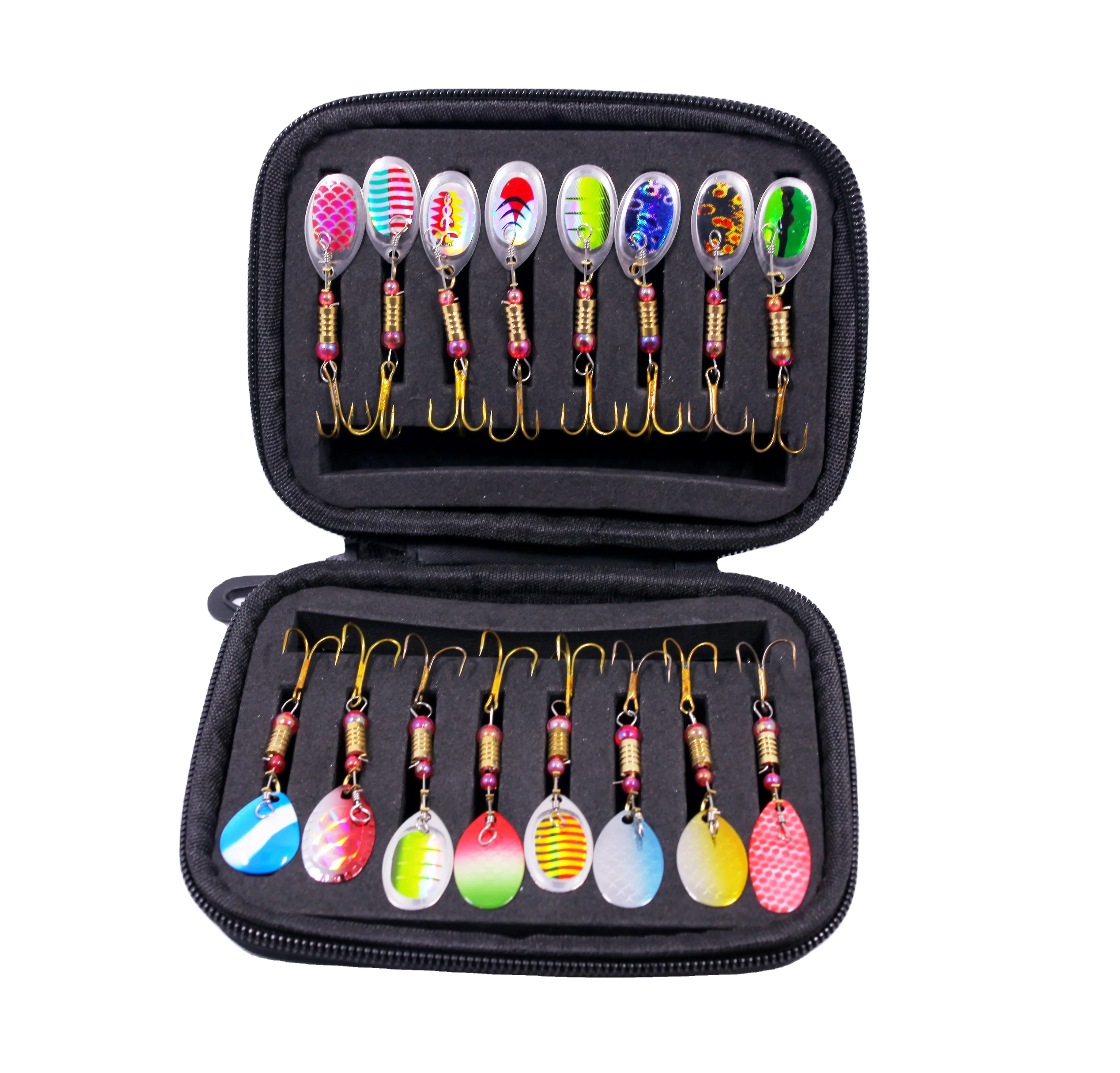 

Good quality metal Spoon Fishing Lures Wobblers Spinner Bait 3.7g 16pcs Sequins Lure Feather Treble Hook Combo