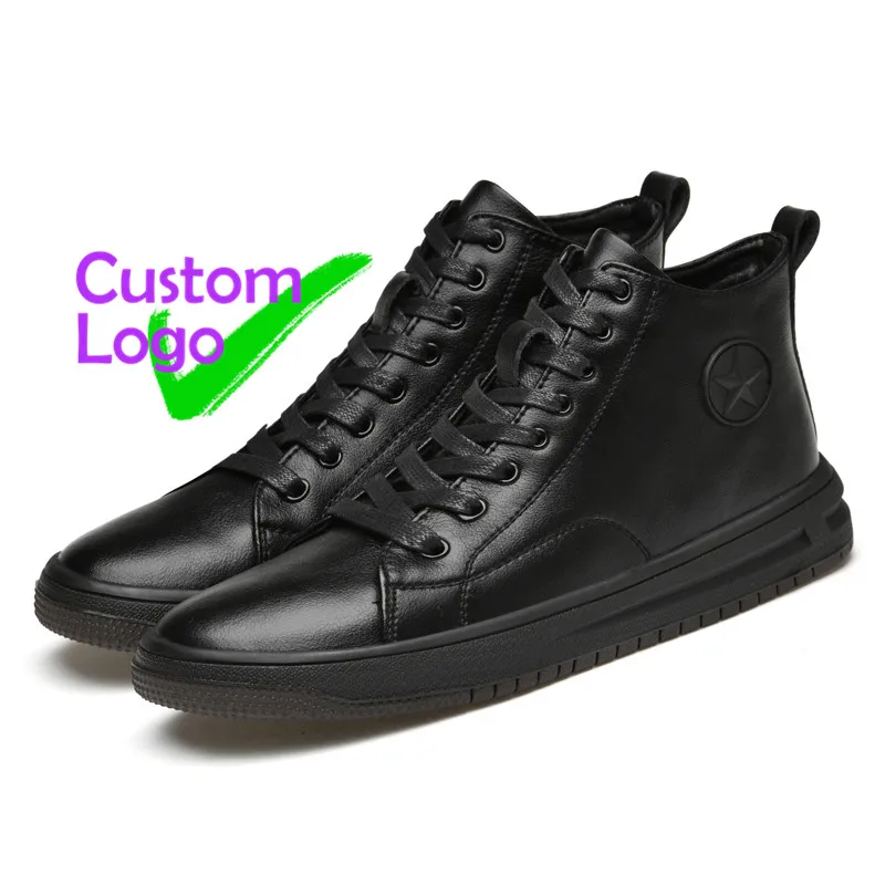 

High Cut Breathable Luxury Quality Leather Shoes Manufacturer Black Lacing Personnalisee Leather Shoes In Travail Men Genuine